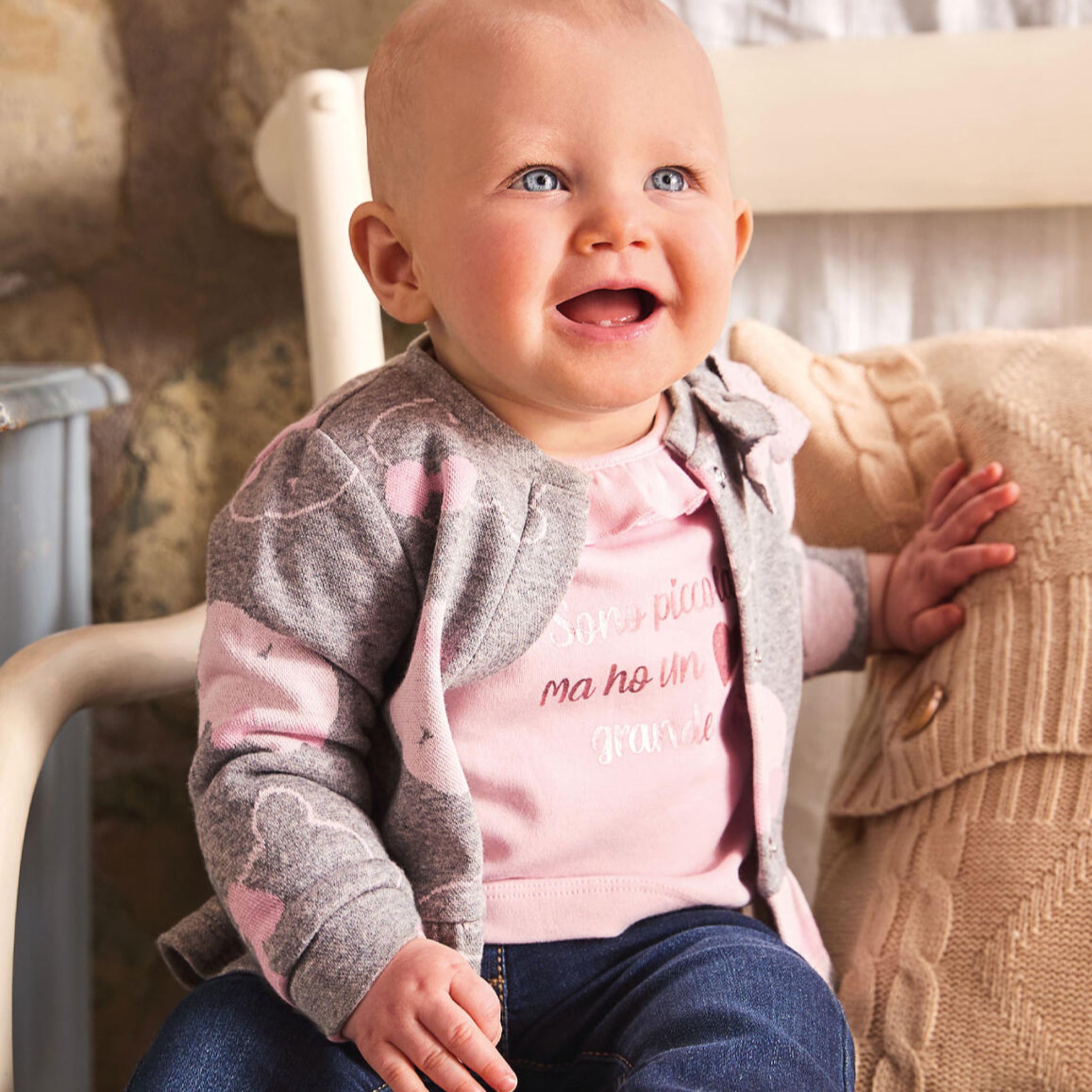 Giacchina Tessuto Jacquard Fiocco Bimba Rosa 3F713/2714