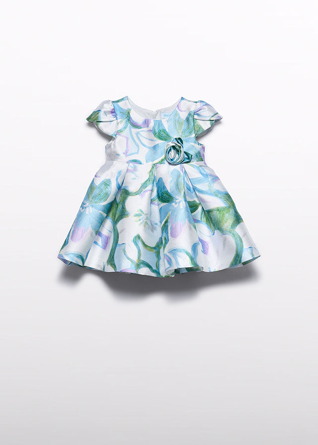 Abito Mikado Stampato Turchese 5013/8