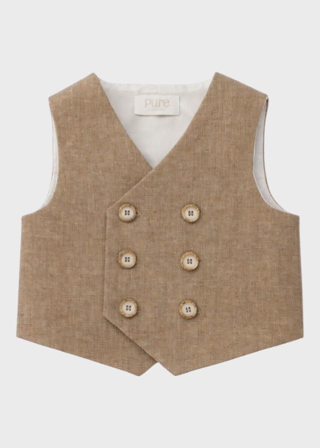 Gilet Lino Ecru PC05402 corredino e abbigliamento neonato | NANU' BABY