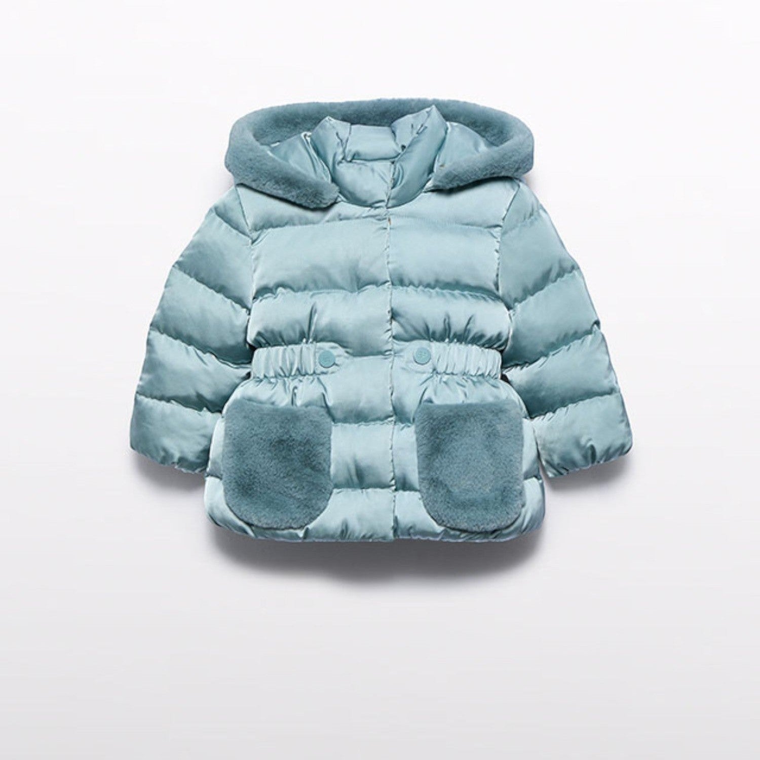 Giubbotto satinato pelo Bimba Azzurro Cielo 5821/21 corredino e abbigliamento neonato | NANU' BABY