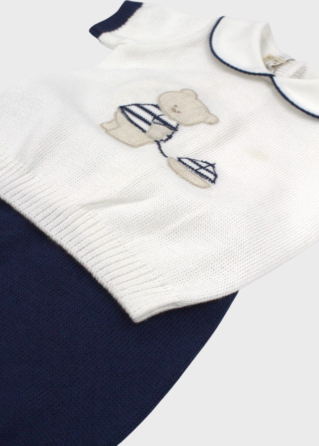 Kurzes Baumwoll-Set mit blauem Teddybär 577