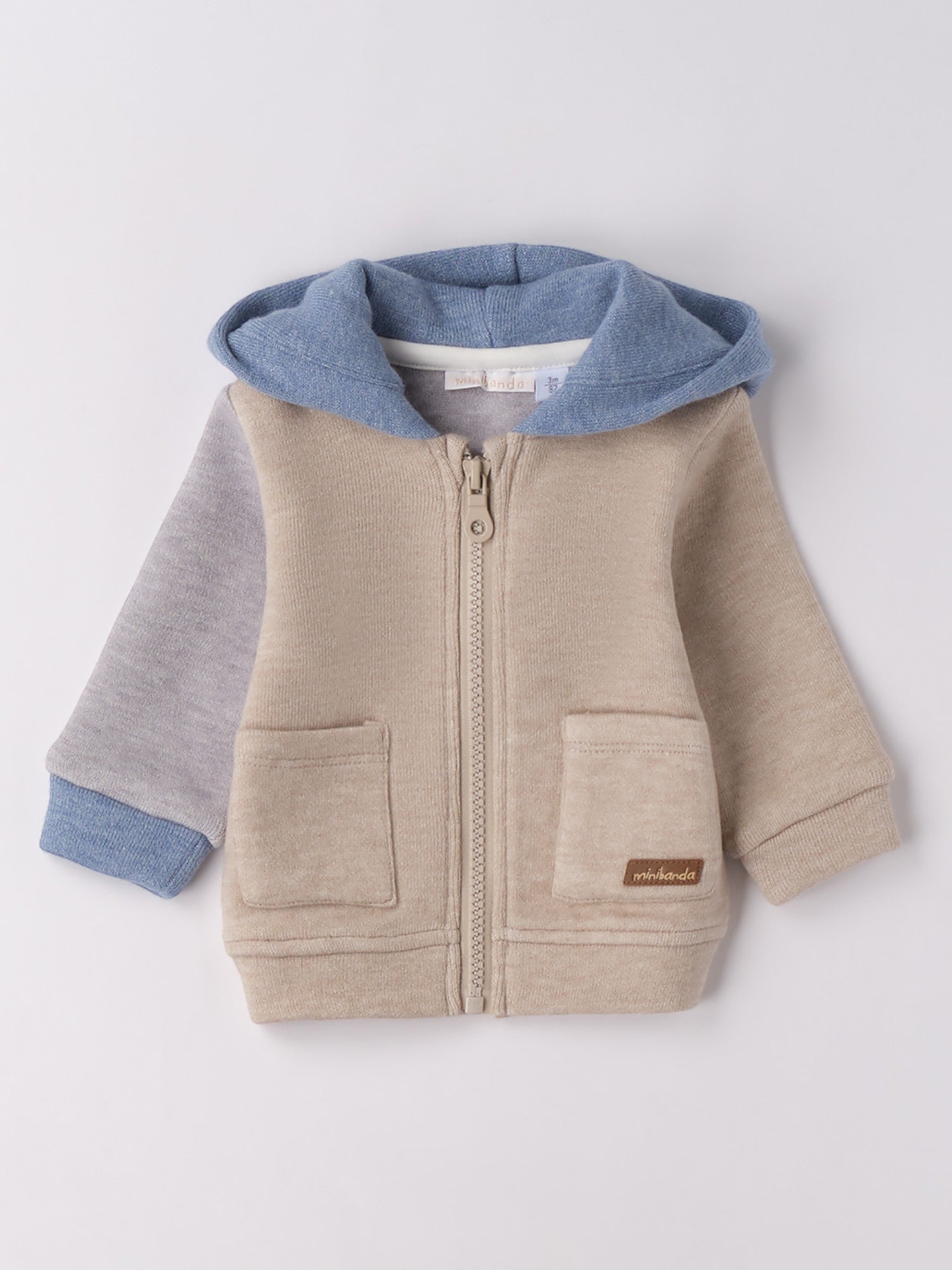 Felpa Tessuto Tricot Con Cappuccio Bimbo Beige 3F610/8965