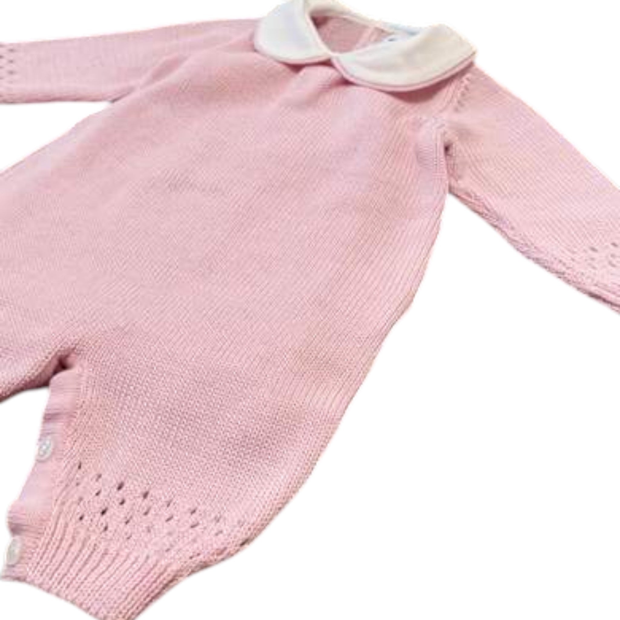 Baby Romper in Pink Merino Wool - BEBE' DI ALMY T80L/R
