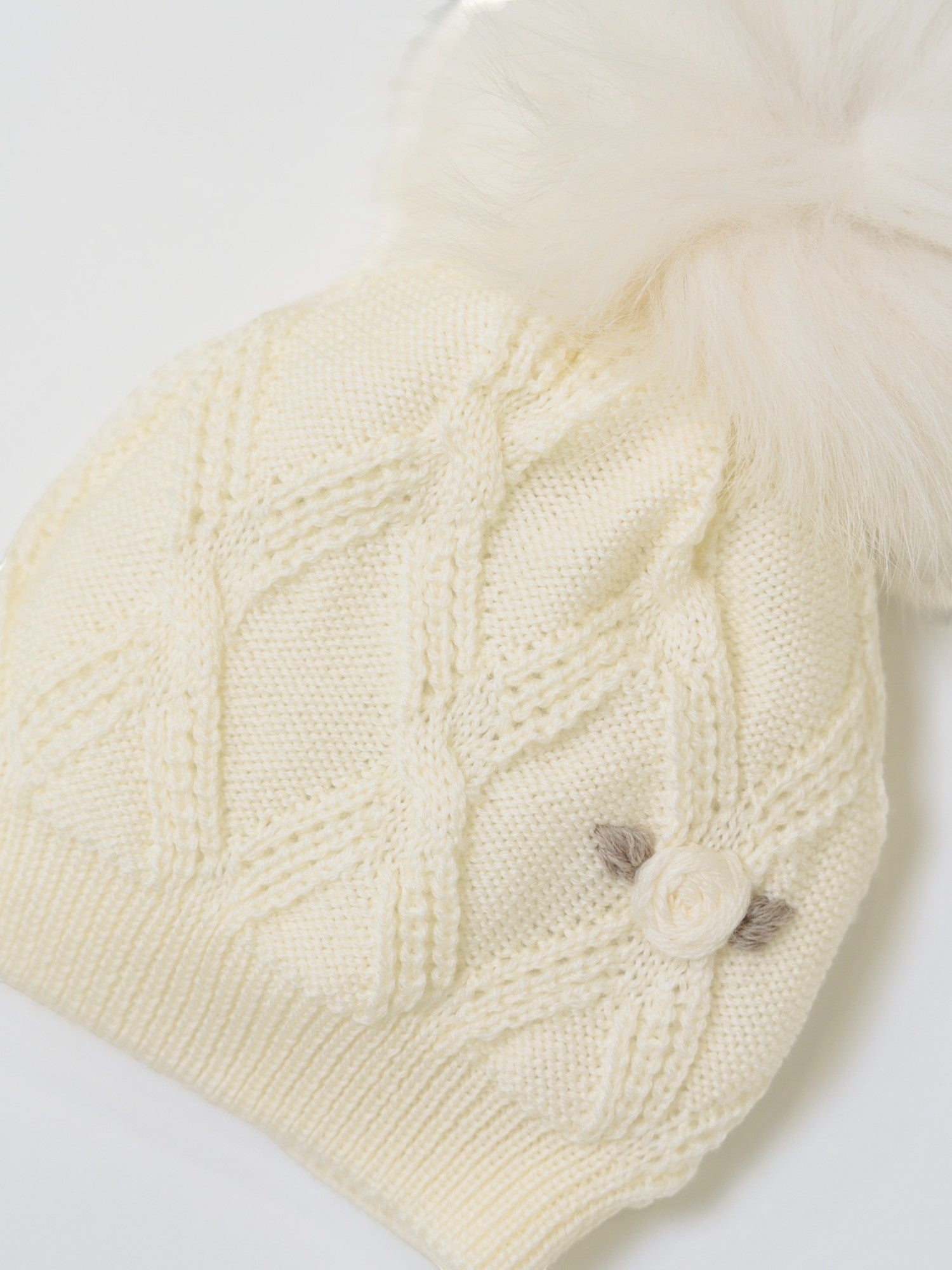 Cappellino lana fiore Neonata VANIGLIA IN1071/V -  NANU' BABY