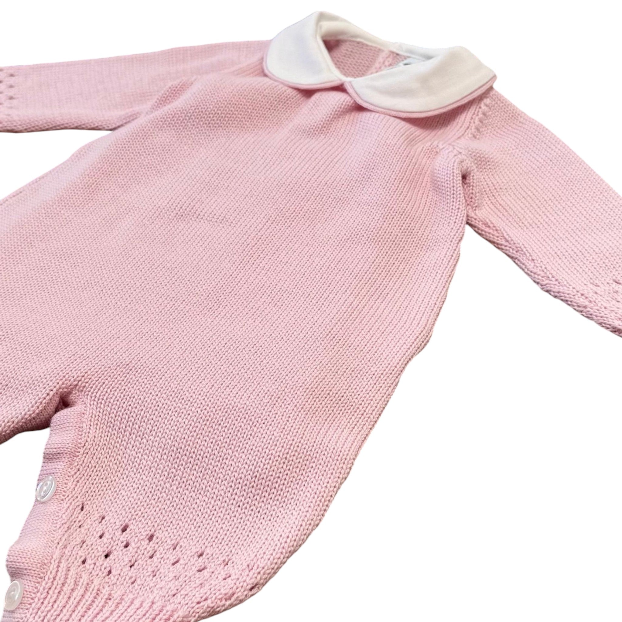 Baby Romper in Pink Merino Wool - BEBE' DI ALMY T80L/R