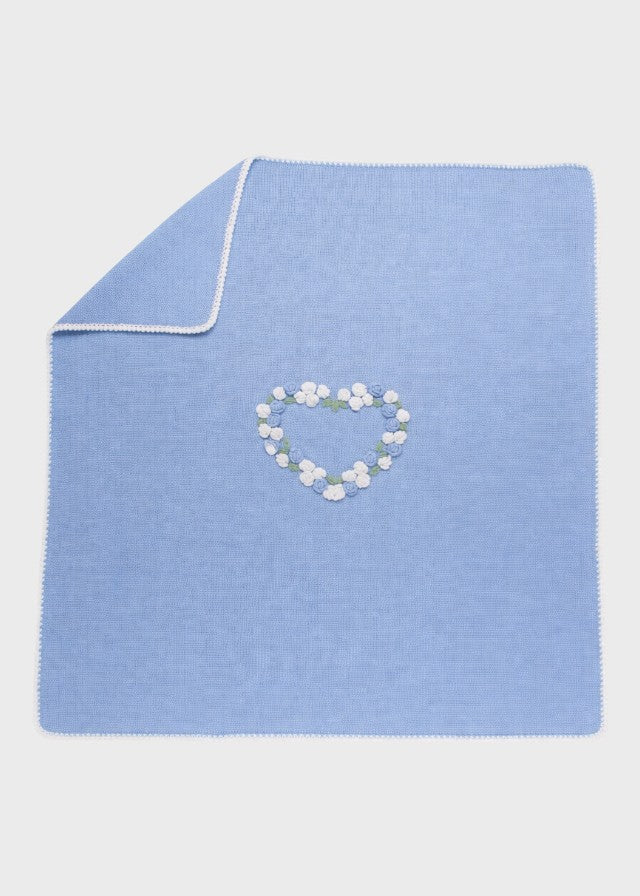 Blaue Herz-Baumwolldecke E29/1201