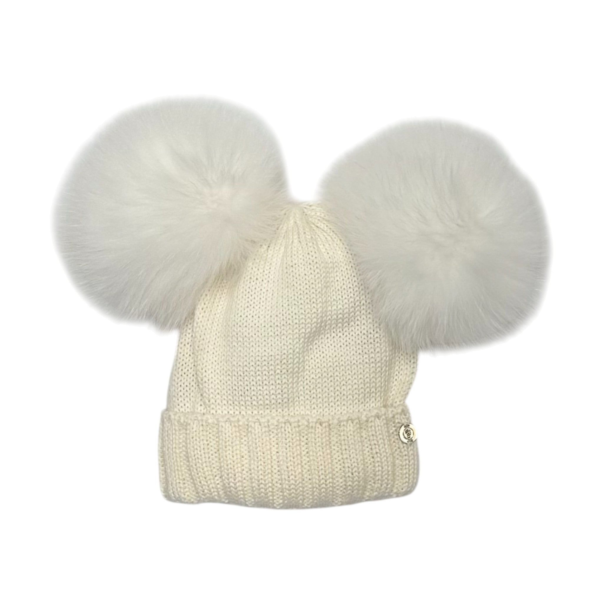 Cappello 2 Pom Pon Volpe Bianco CT3440VA/B