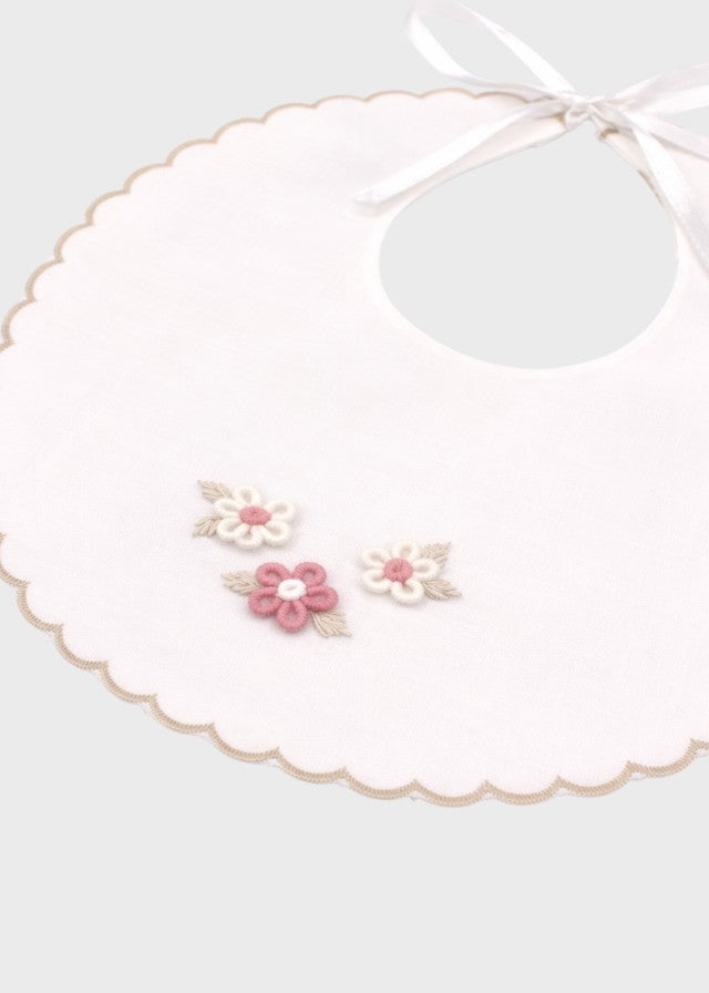 Cotton Bib with Dove Grey Embroidery NAIME/BAV-T