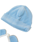 Set Cuffia Bavetta Neonato Ciniglia Cielo SARTORIA DEI PICCOLI (cod. LR1114)