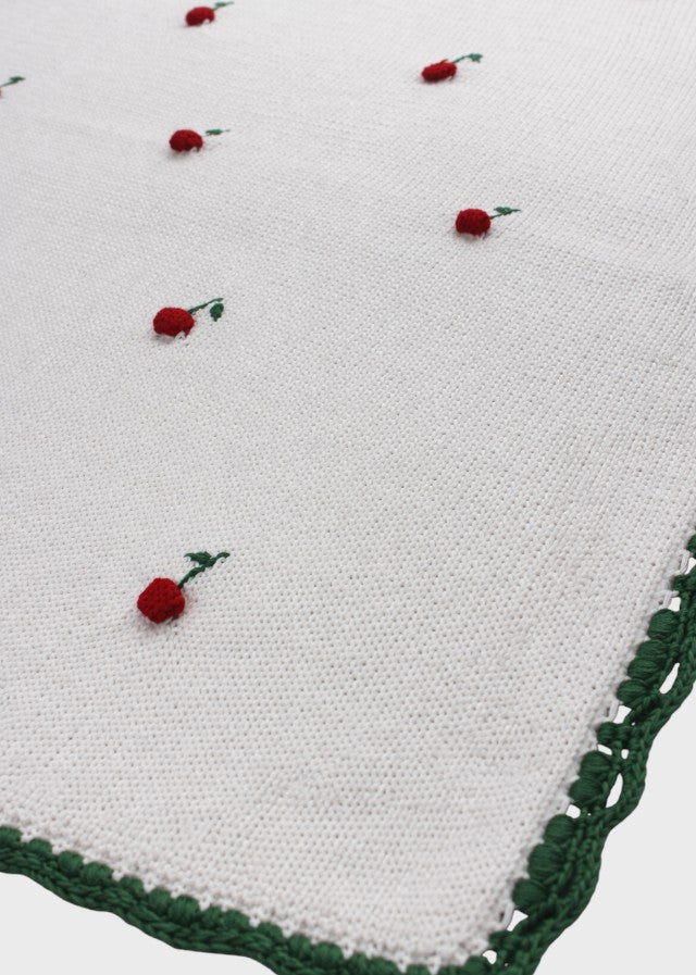 Elfenbeinfarbene, bestickte Kirschdecke CHERRY/CO