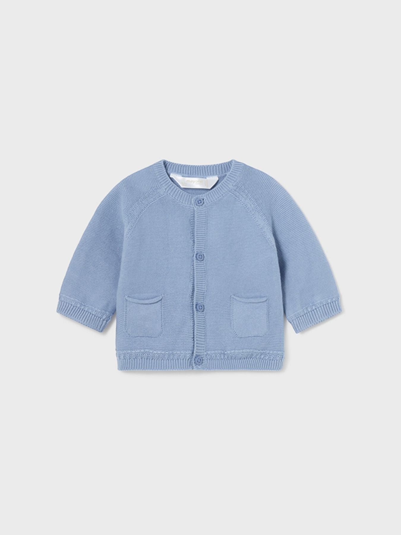 Cardigan Filo Cotone Tricot Azzurro 1380/A