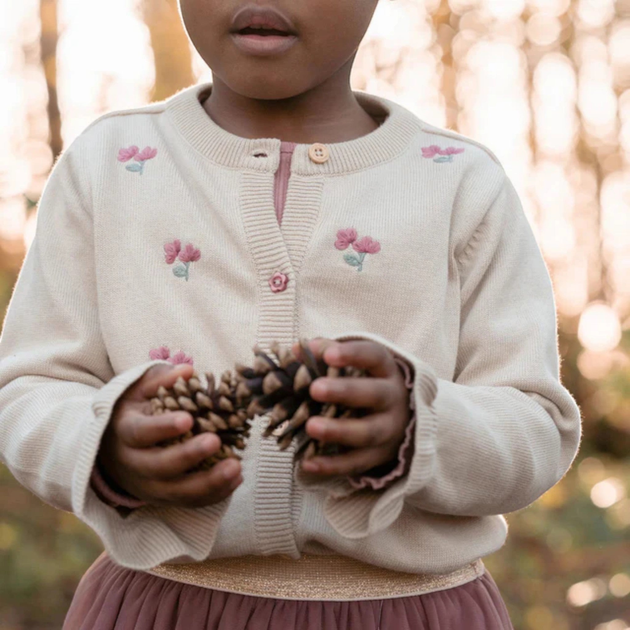 Cardigan lavorato a maglia- Giardino delle fate Bimba Avorio CL25092031