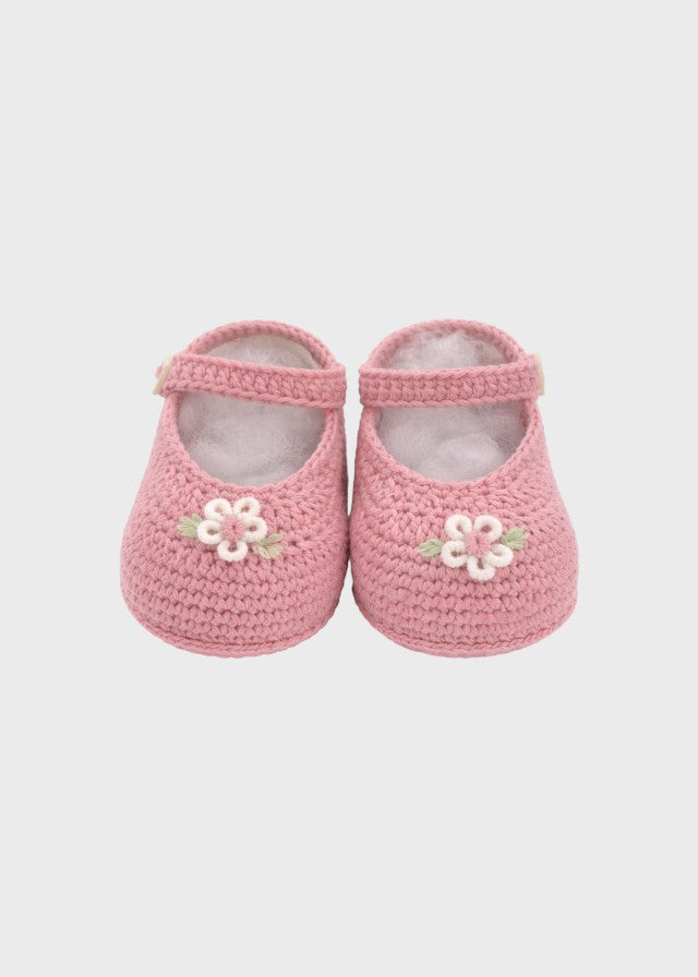 NAIME/BB-R Pink Embroidery Cotton Ballerinas