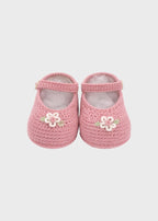 NAIME/BB-R Pink Embroidery Cotton Ballerinas