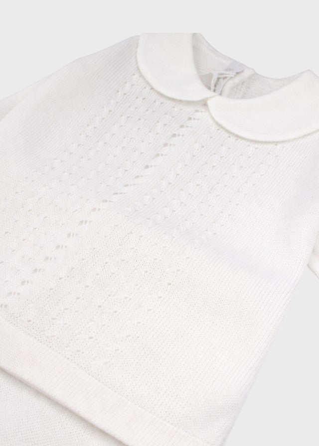 Geburtsset aus weißem, geflochtenem Baumwollstoff 550