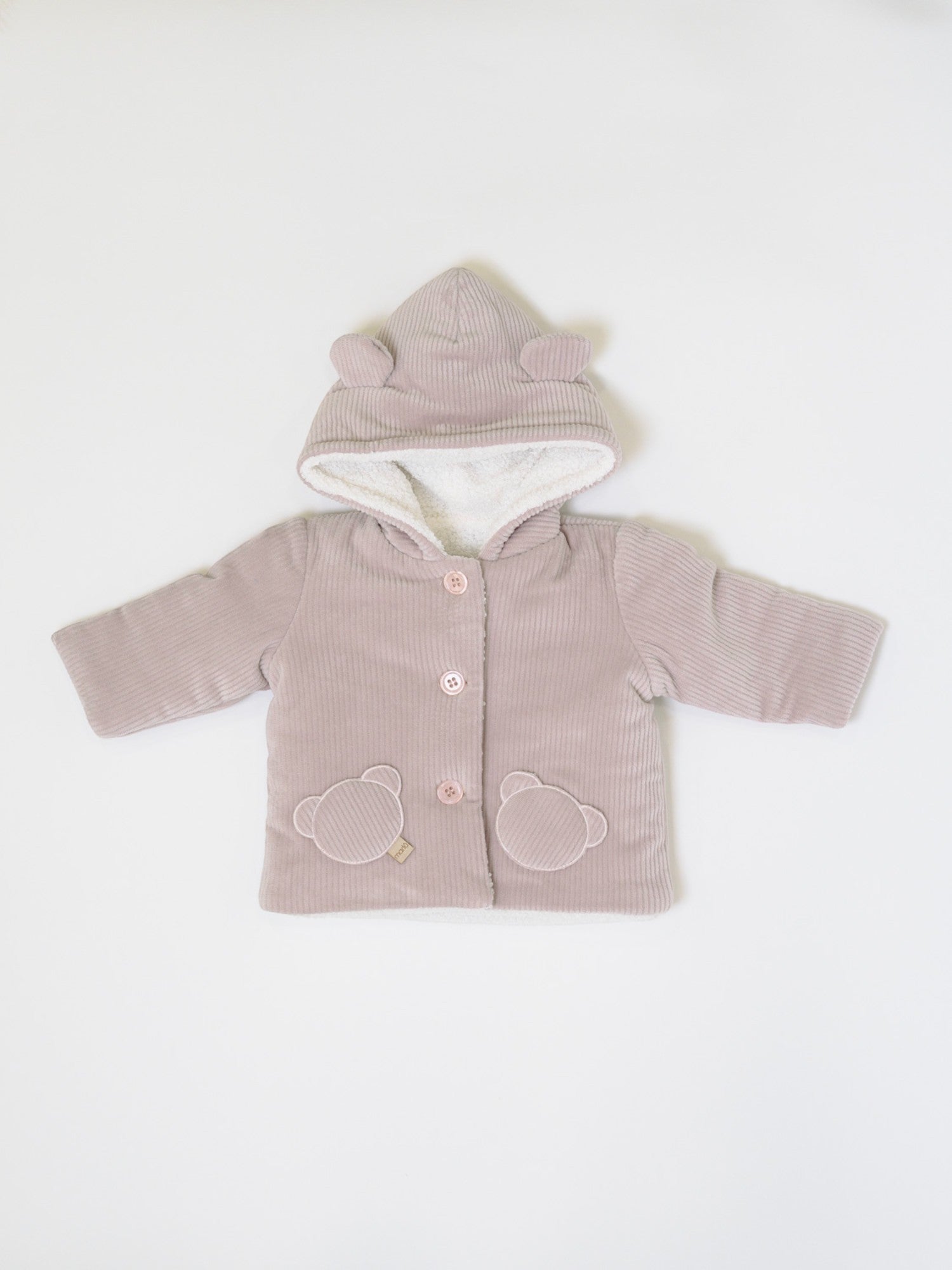 Cappottino con Cappuccio Orsetto Bimba ROSA IN5940/R -  NANU' BABY