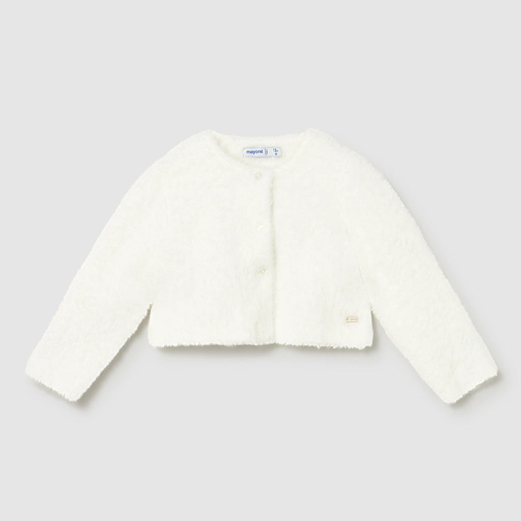Faux fur cardigan for girls, ecru color, 2357/65