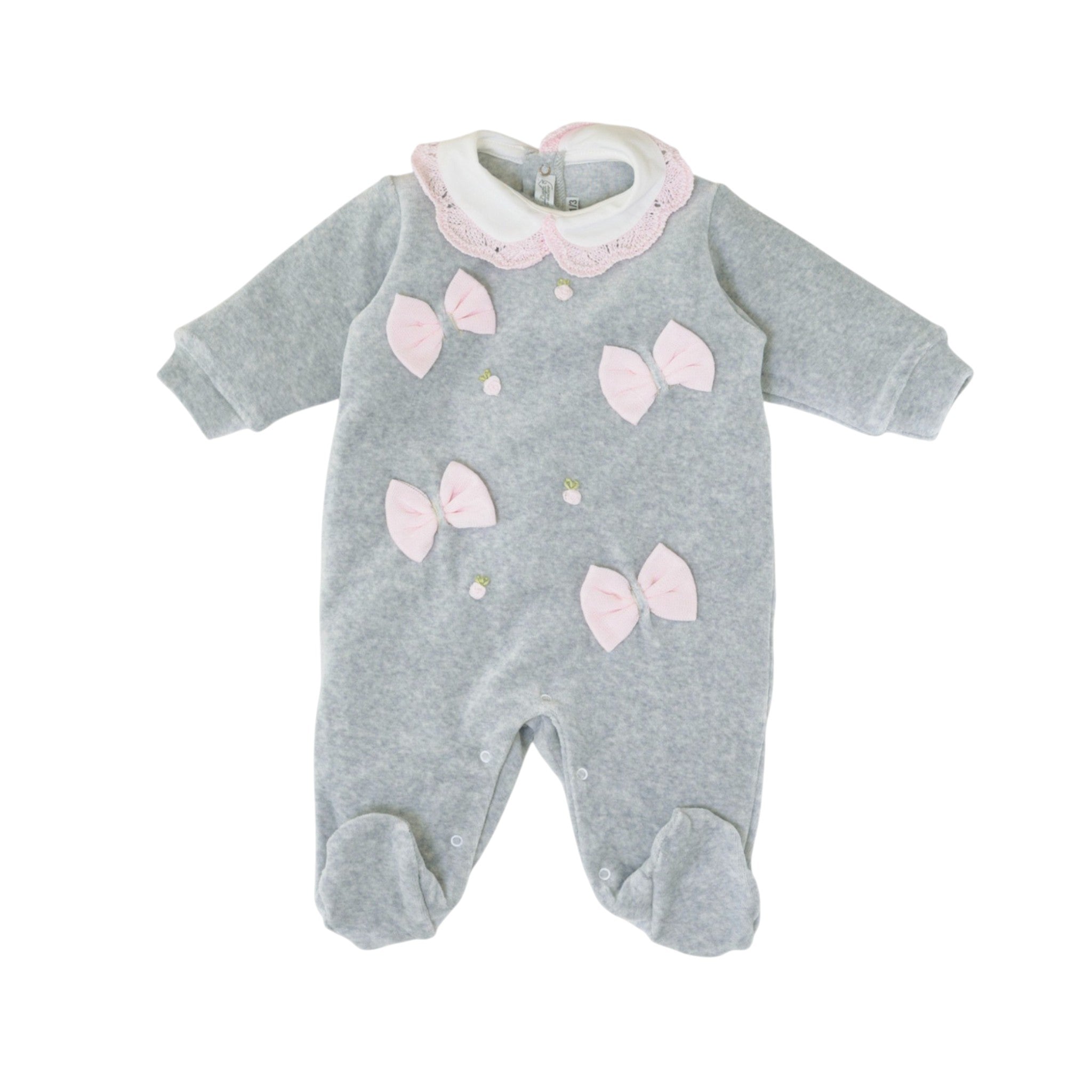 Newborn Baby Romper, Grey Chenille, SARTORIA DEI PICCOLI (code LT1105)