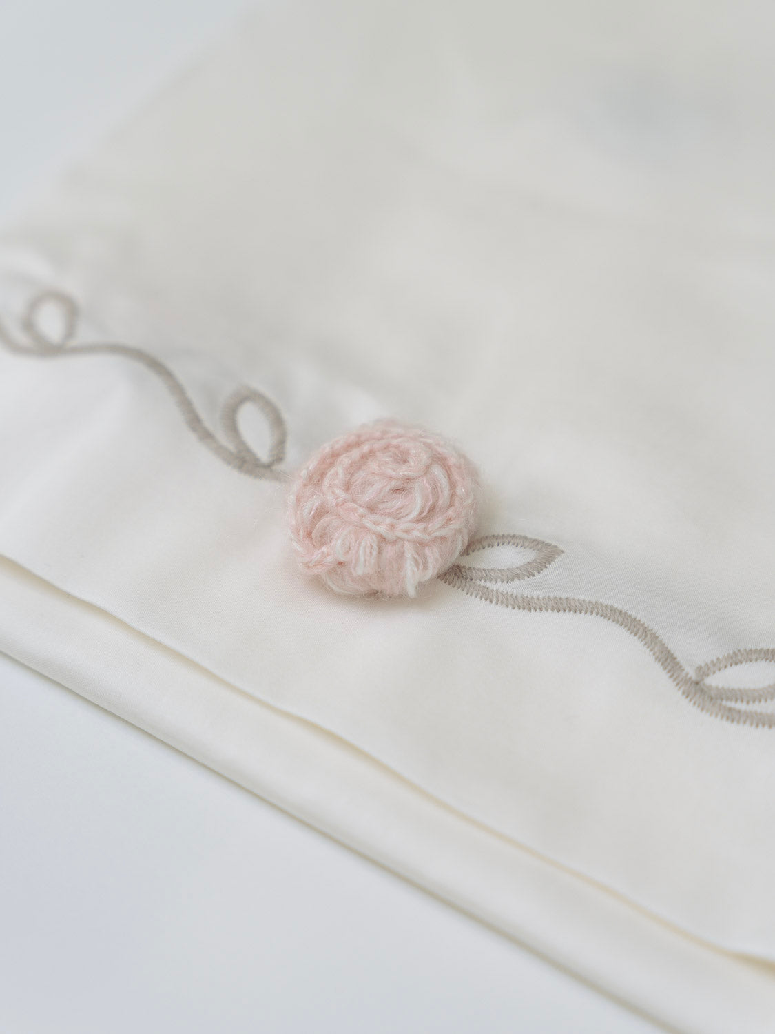 Lenzuolino culla con fiore ricamato rosa Neonata VANIGLIA IN25LE