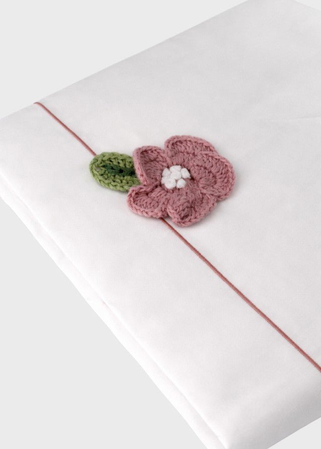 Lenzuolino Cotone Fiore Applicato Rosa FF728329/2300 corredino e abbigliamento neonato | NANU' BABY