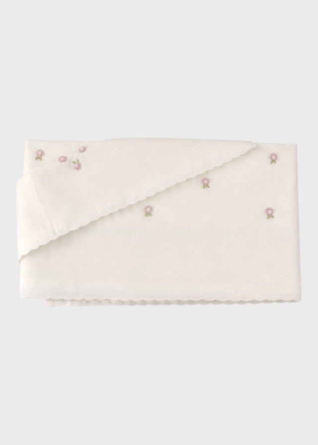 Lenzuolino Culla Fiorellini Ricamati TERESA Rosa corredino e abbigliamento neonato | NANU' BABY