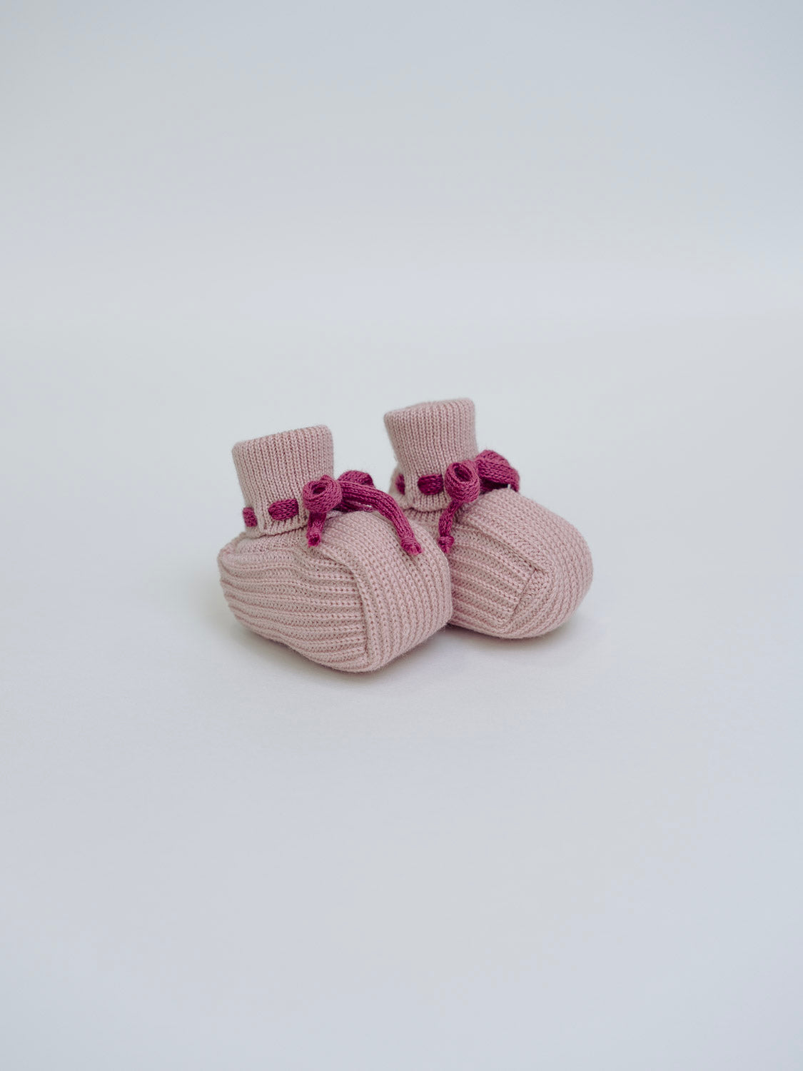 Babbucce lana rosa marsala fiori Neonata ROSA IN14S/R -  NANU' BABY