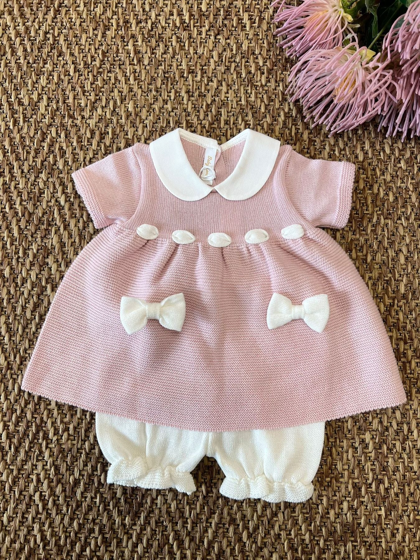 Completo nascita Fiocchetti 2 pezzi Bimba ROSA ANTICO 5739/463
