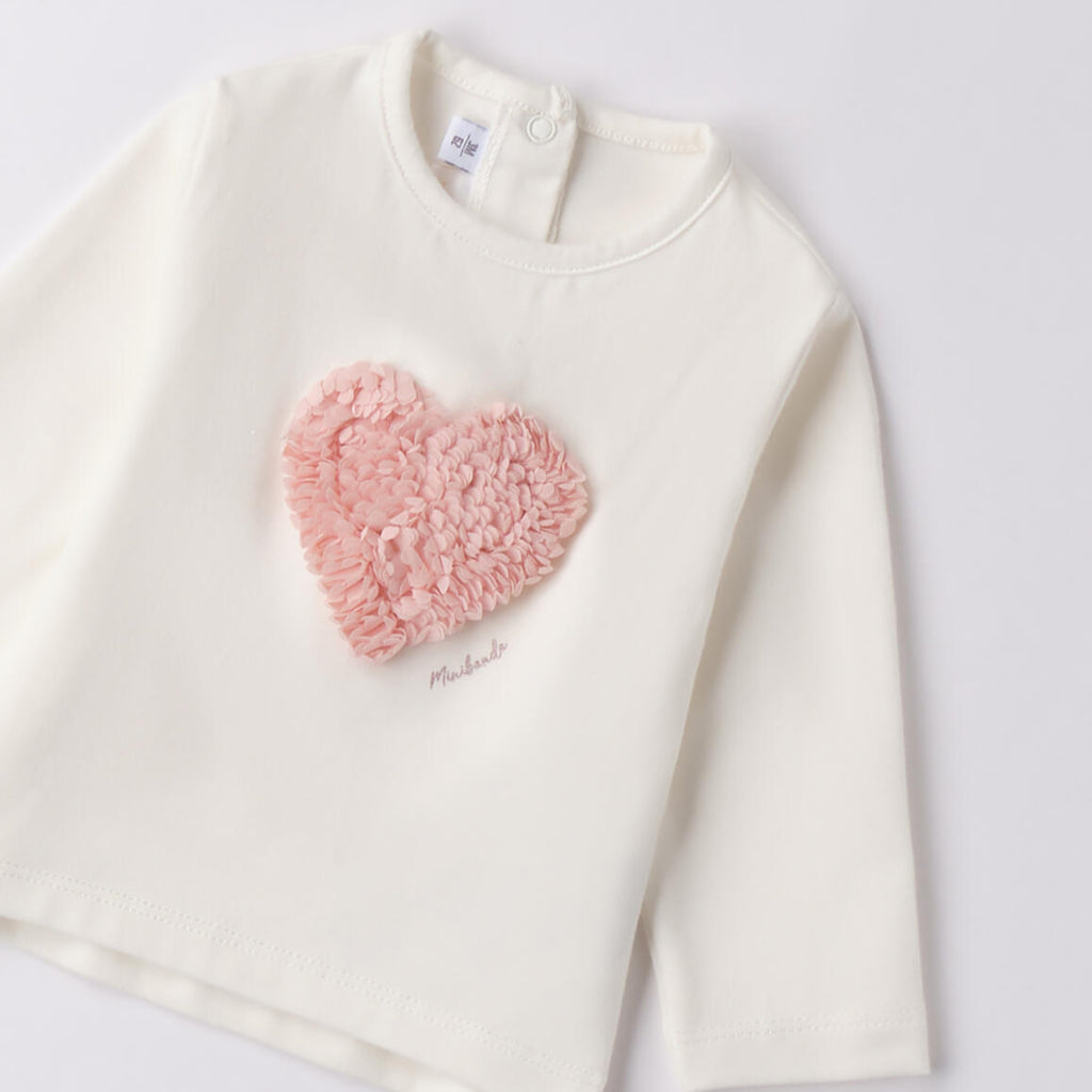 Mädchen-T-Shirt aus dehnbarem Baumwolljersey in Pfirsichhaut-Optik, Rosa 3F711/2714