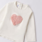 Mädchen-T-Shirt aus dehnbarem Baumwolljersey in Pfirsichhaut-Optik, Rosa 3F711/2714