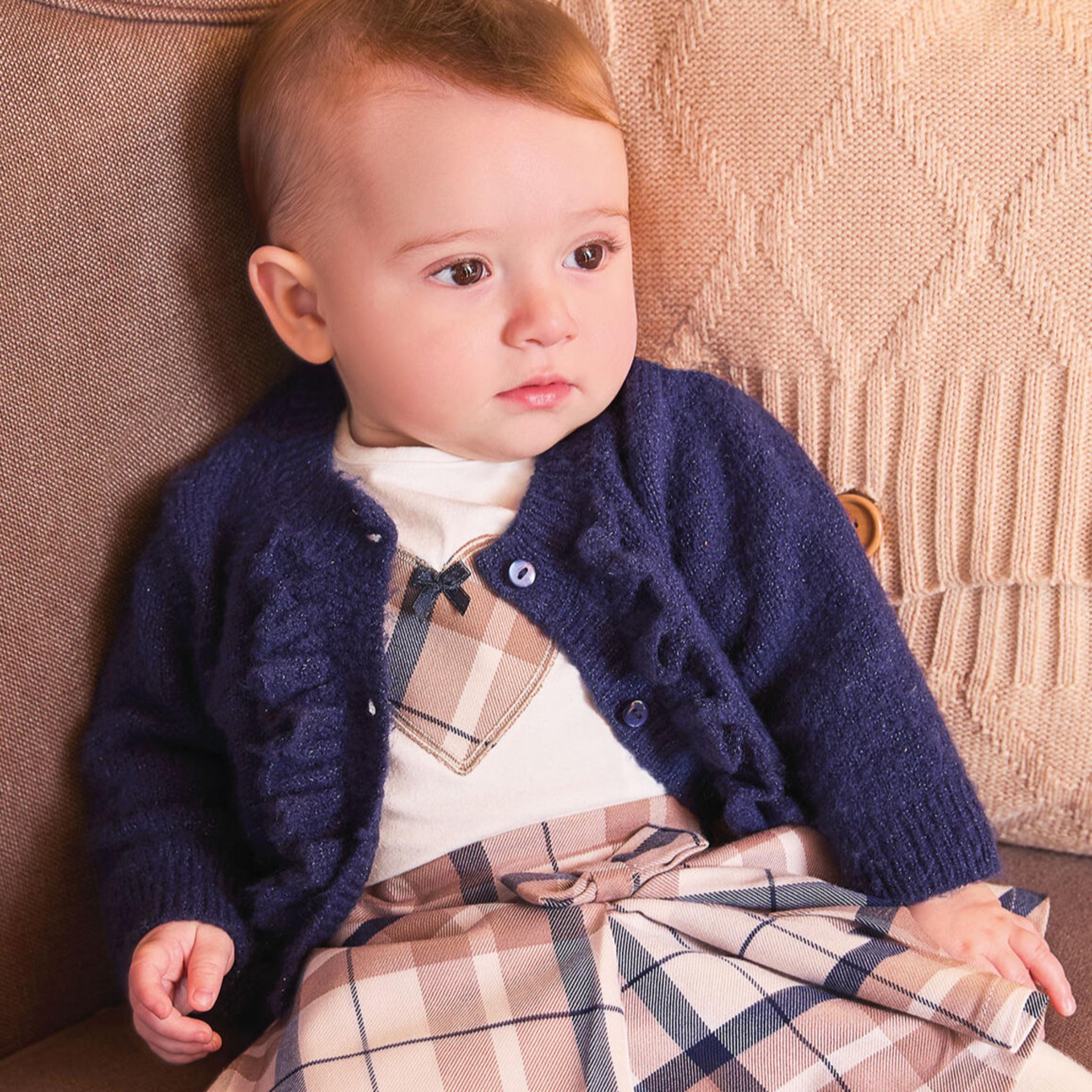 Cardigan Tricot Lurex Ruches Bimba Blu 3F706/3547