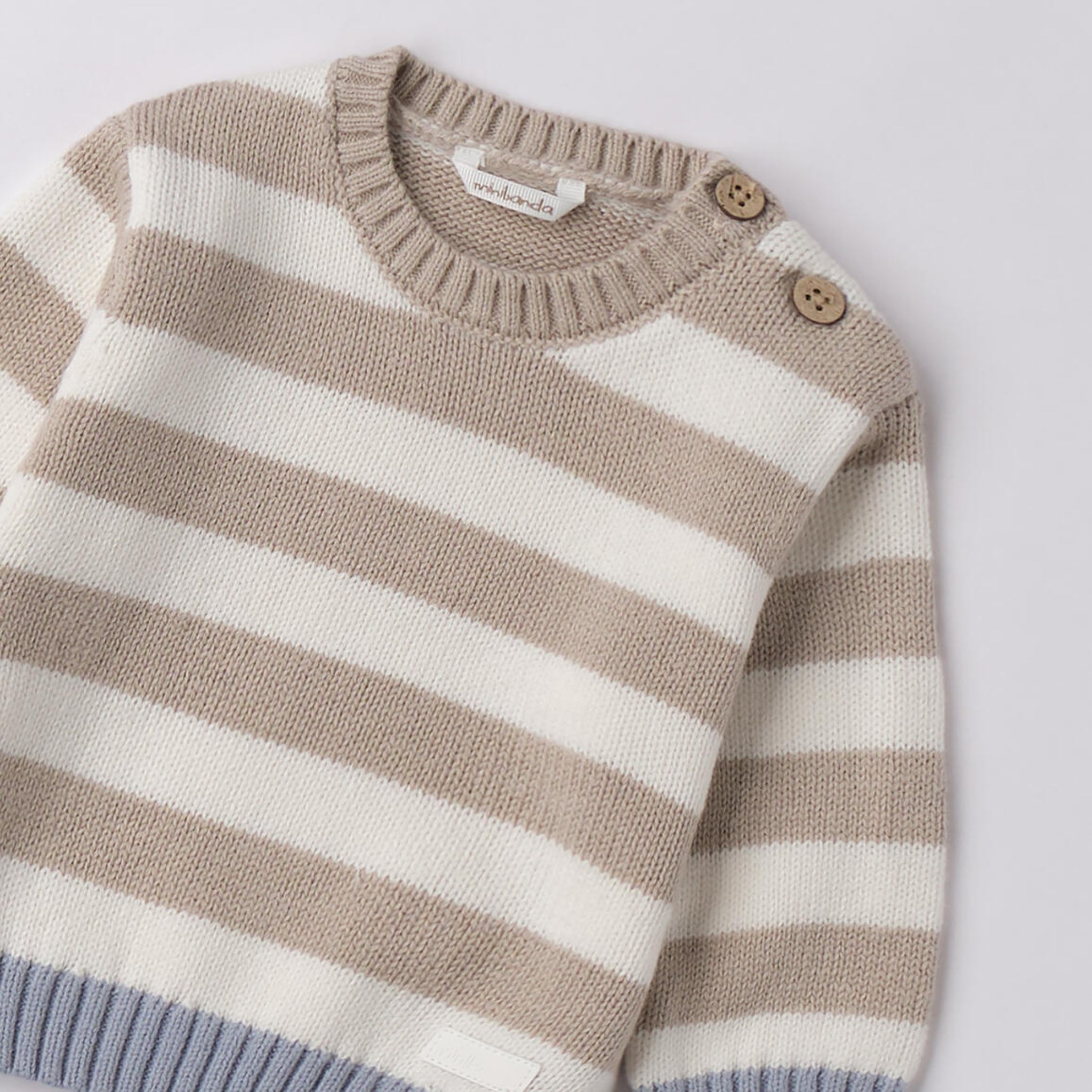 Baby Boy's Cotton and Wool Knit Sweater, Dove Grey, 3F659/521