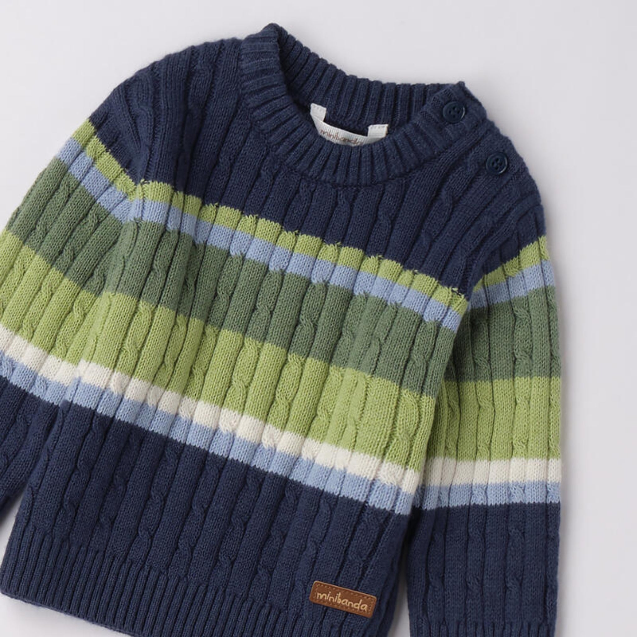 Baby Boy's Cotton and Wool Knit Sweater, Blue, 3F655/3656