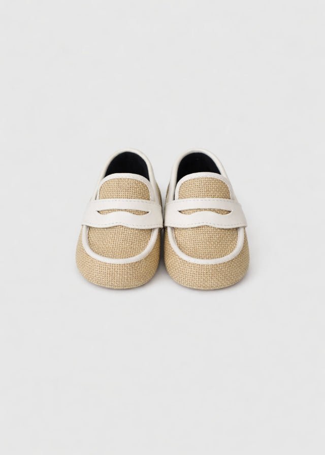 Mocassino Rafia Pelle Beige SM39157/T29 corredino e abbigliamento neonato | NANU' BABY