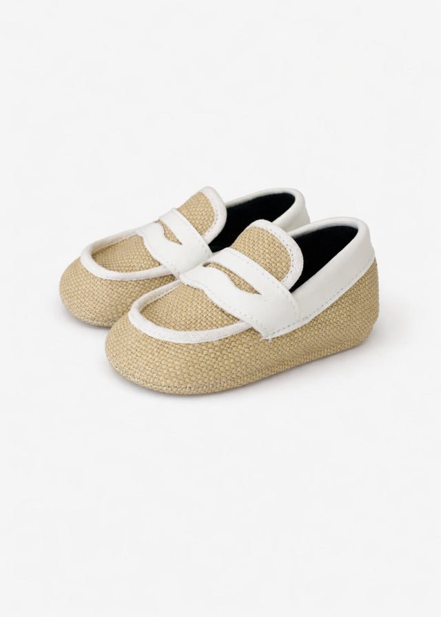 Mocassino Rafia Pelle Beige SM39157/T29 corredino e abbigliamento neonato | NANU' BABY