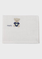 Mussolina Teddy Ricamato Blu EK60QU corredino e abbigliamento neonato | NANU' BABY