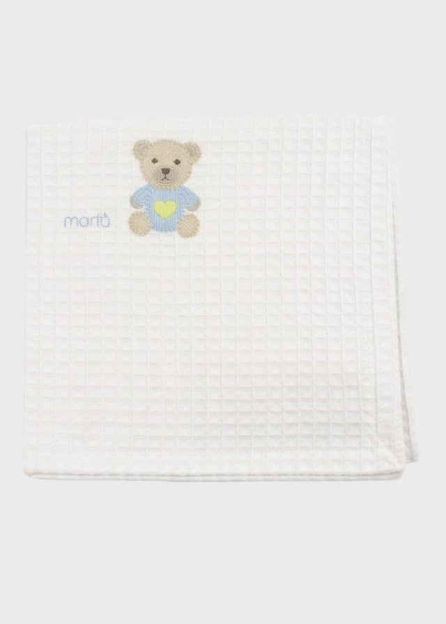 Mussolina Teddy Ricamato Cielo EK60QU/C corredino e abbigliamento neonato | NANU' BABY