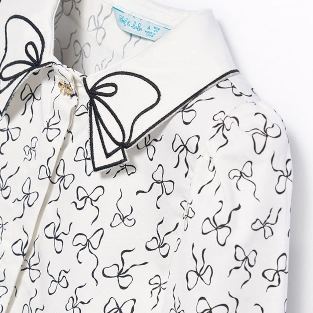 Blusa popelin satinato fiocco Bimba PANNA 5613/3 -  NANU' BABY