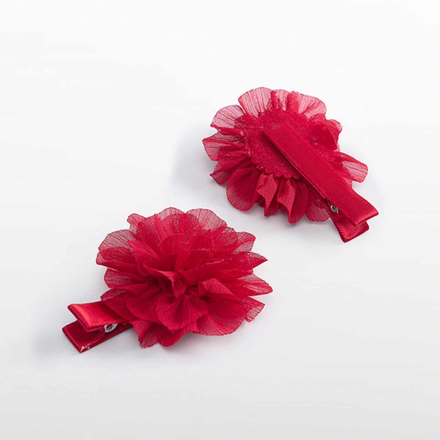 Set 2 fermagli fiori chiffon Bimba Rosso 5967/28 -  NANU' BABY