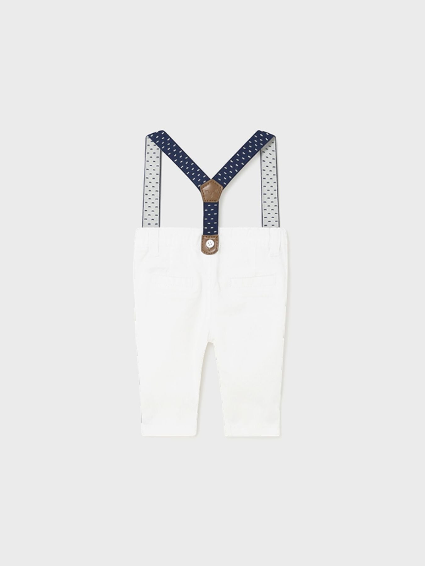 Pantaloni Cotone Bretelle Bianco 1536