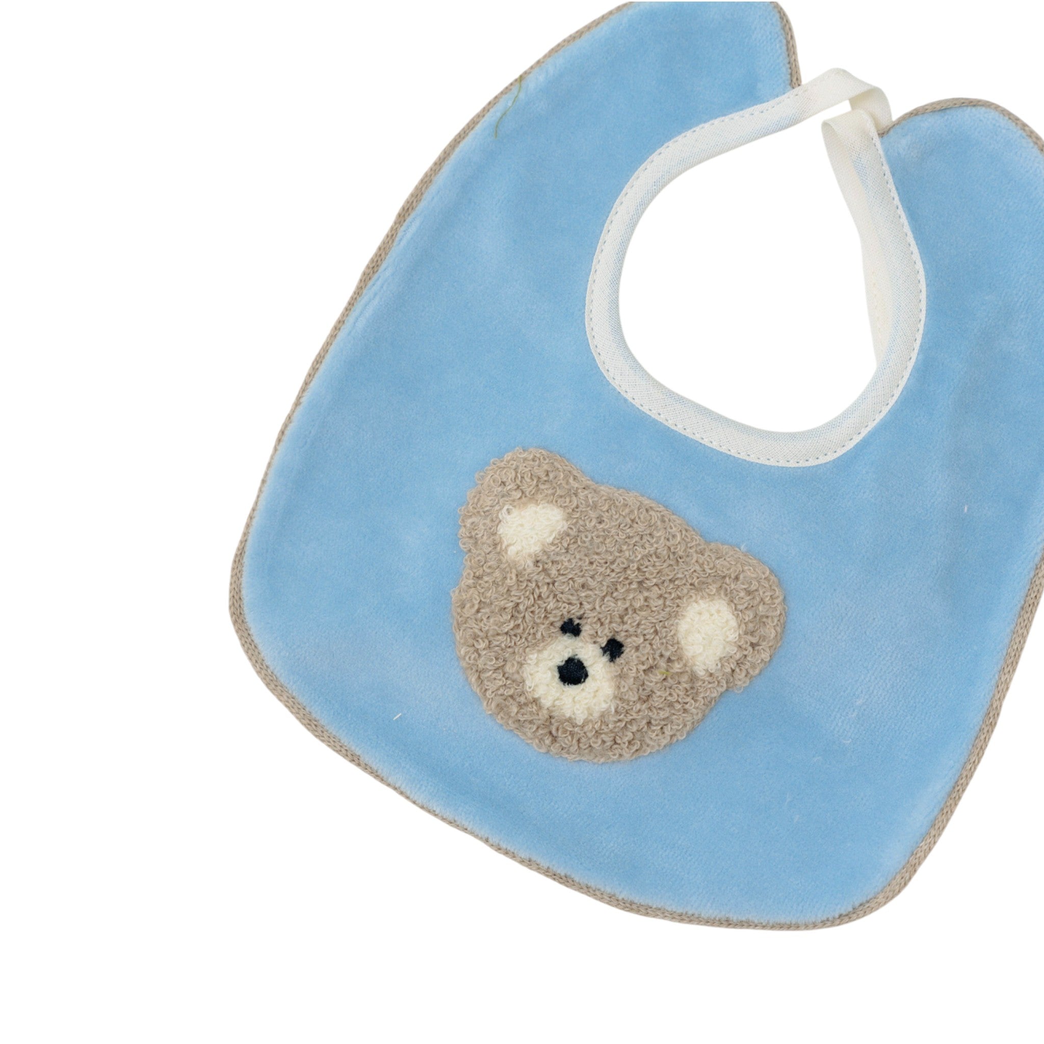 Baby Hat and Bib Set, Sky Blue Chenille, SARTORIA DEI PICCOLI (code LR1114)