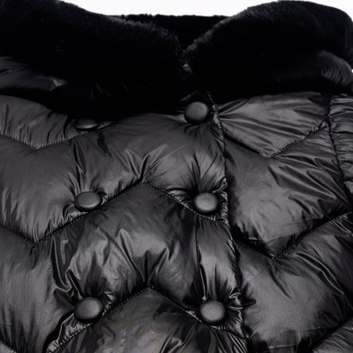 Giaccone lungo trapuntato Bimba Nero 5847/10 -  NANU' BABY