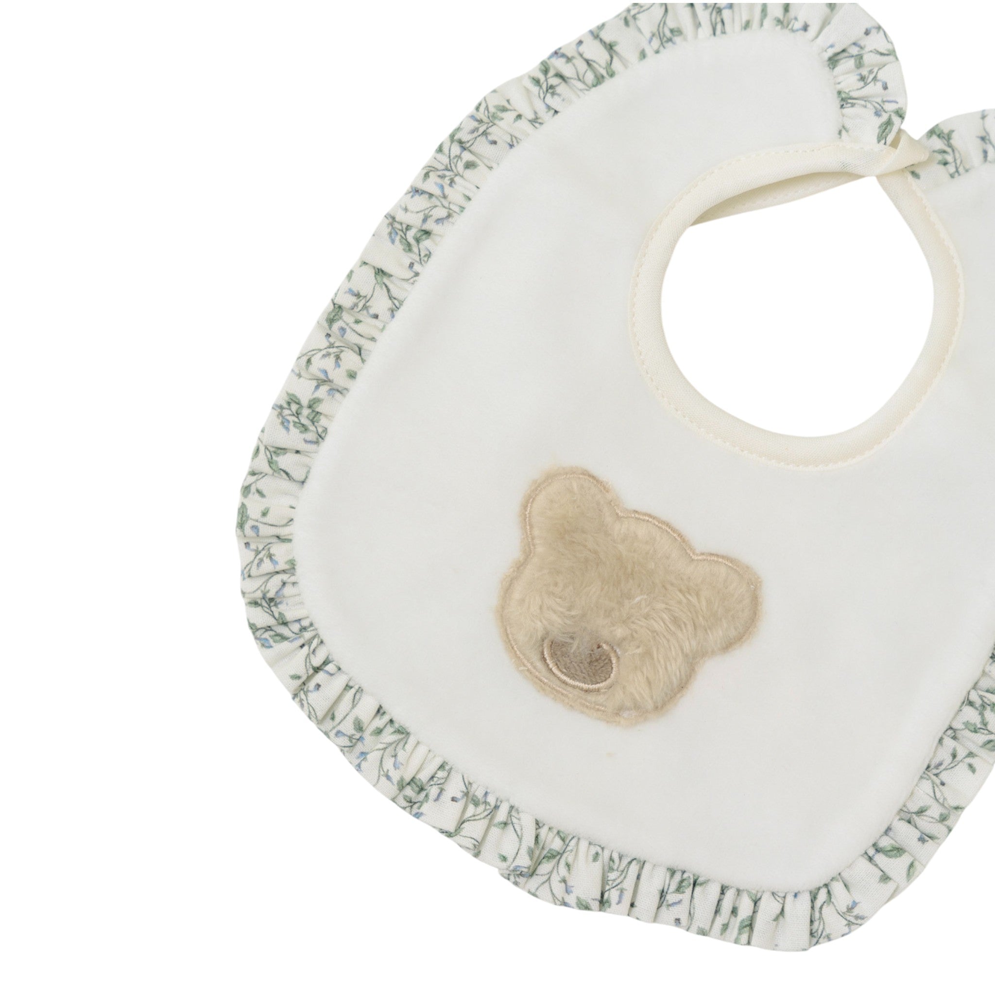 Set of Green Chenille Baby Hat and Bib by SARTORIA DEI PICCOLI (code LR1102)