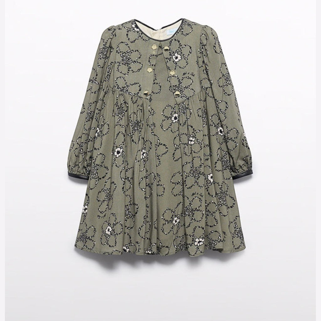 Abito viscosa stampato Bimba Verde 5536/6 -  NANU' BABY