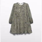 Abito viscosa stampato Bimba Verde 5536/6 -  NANU' BABY