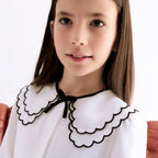 BLusa chiffon collo ricamo Bimba PANNA 5612/3 -  NANU' BABY