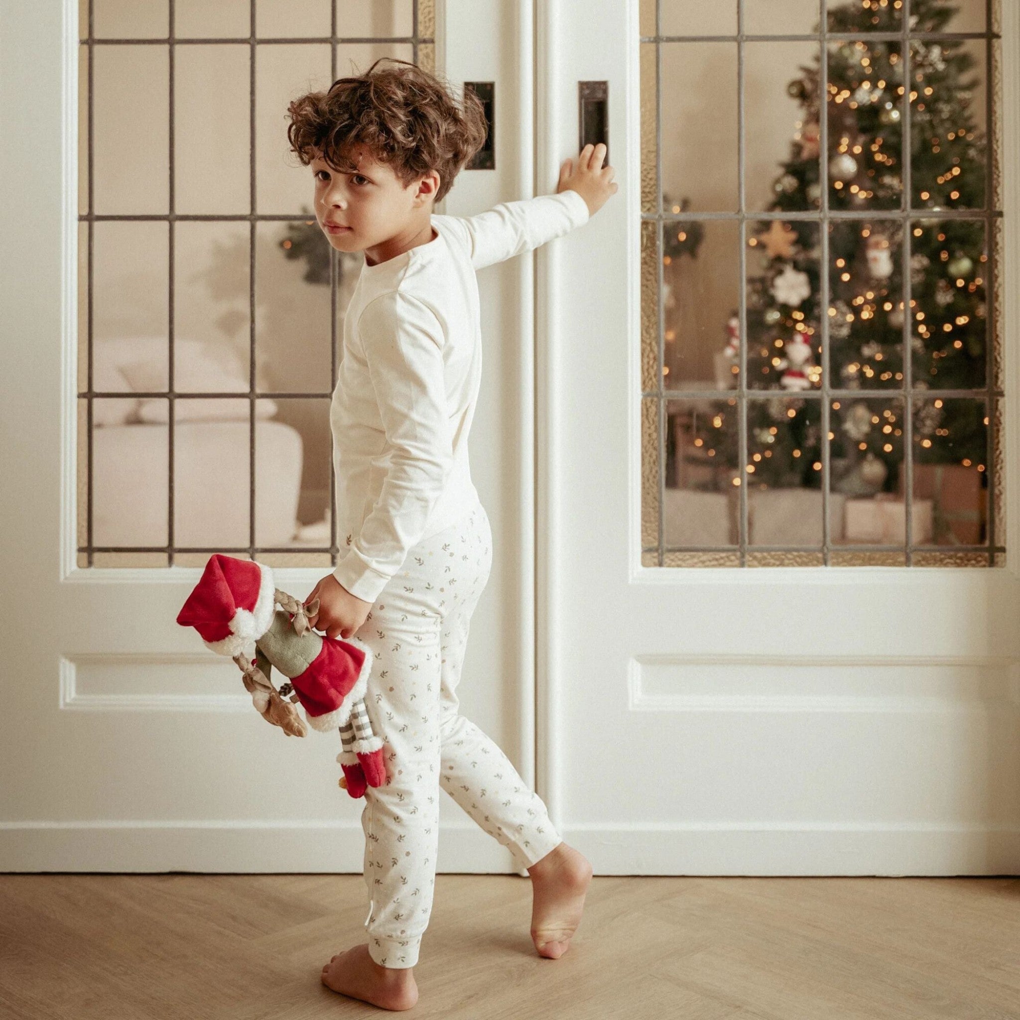 Pigiama natalizio a due pezzi Bimbo Beige CL25106003