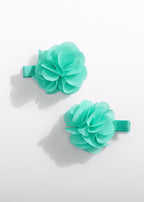 Turquoise Chiffon Flower Hair Clips 5470/50