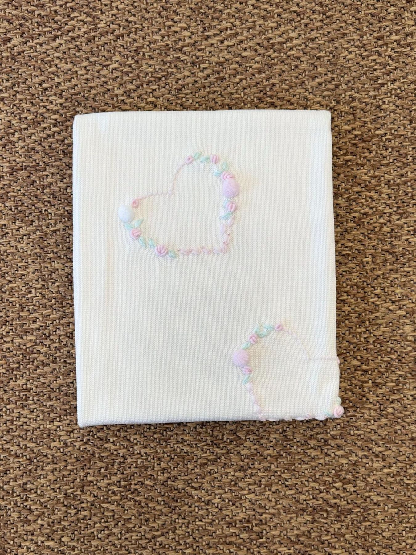 Pearl Heart Blanket Newborn CREAM