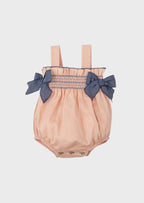 Pagliaccetto Bretelle Fiocchi Rosa 30427 corredino e abbigliamento neonato | NANU' BABY