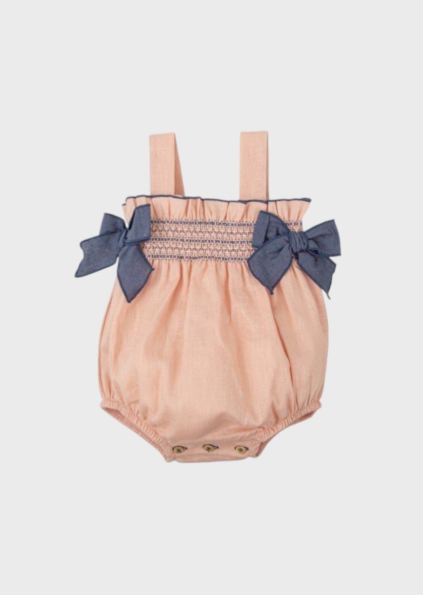 Pagliaccetto Bretelle Fiocchi Rosa 30427 corredino e abbigliamento neonato | NANU' BABY